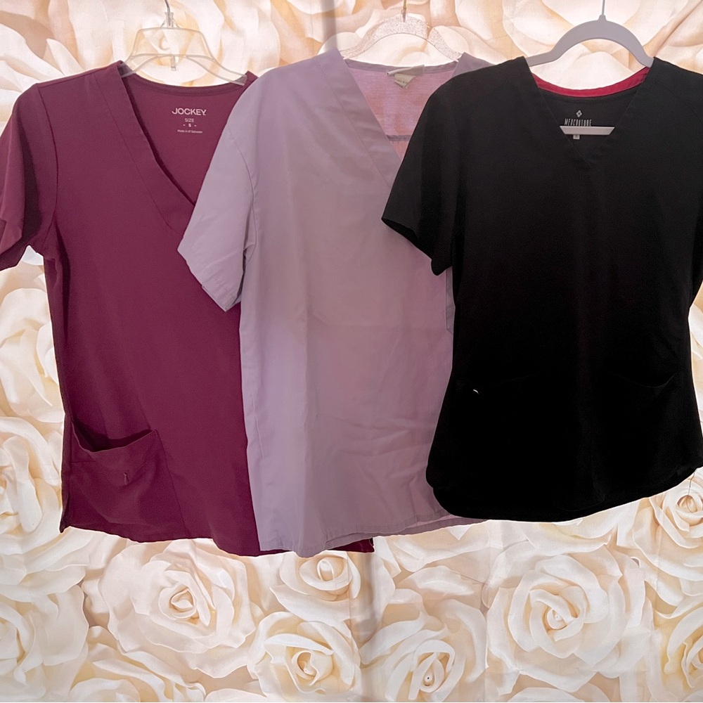 Lot of 3 gently worn size small scrub tops
